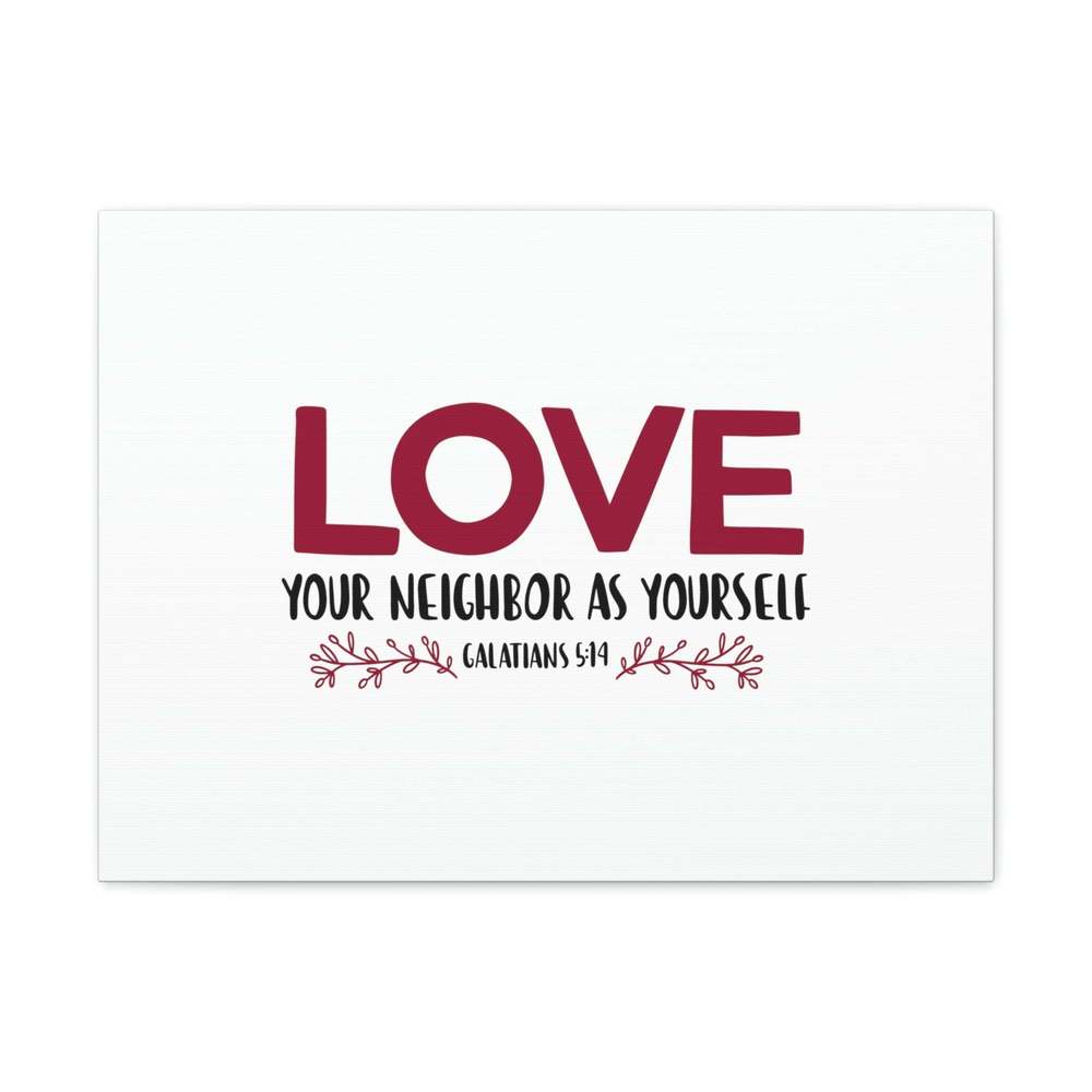 Scripture Sign Love Your Neighbor Galatians 5:14 Red Christian Wall Art Bible V